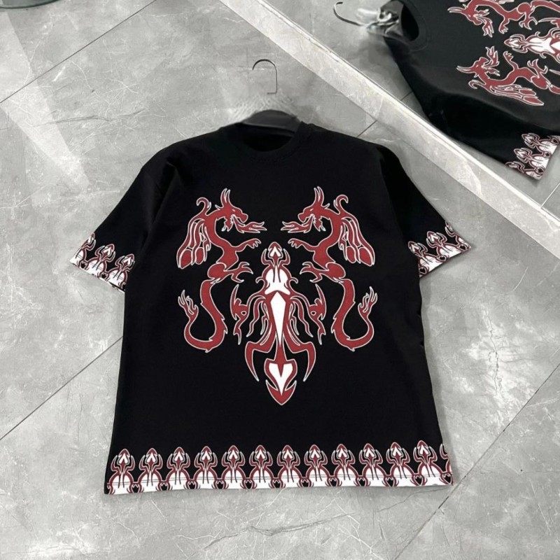 Erkek  Kısa kol  Bisiklet Yaka Baskılı Oversize T-Shirt - Siyah